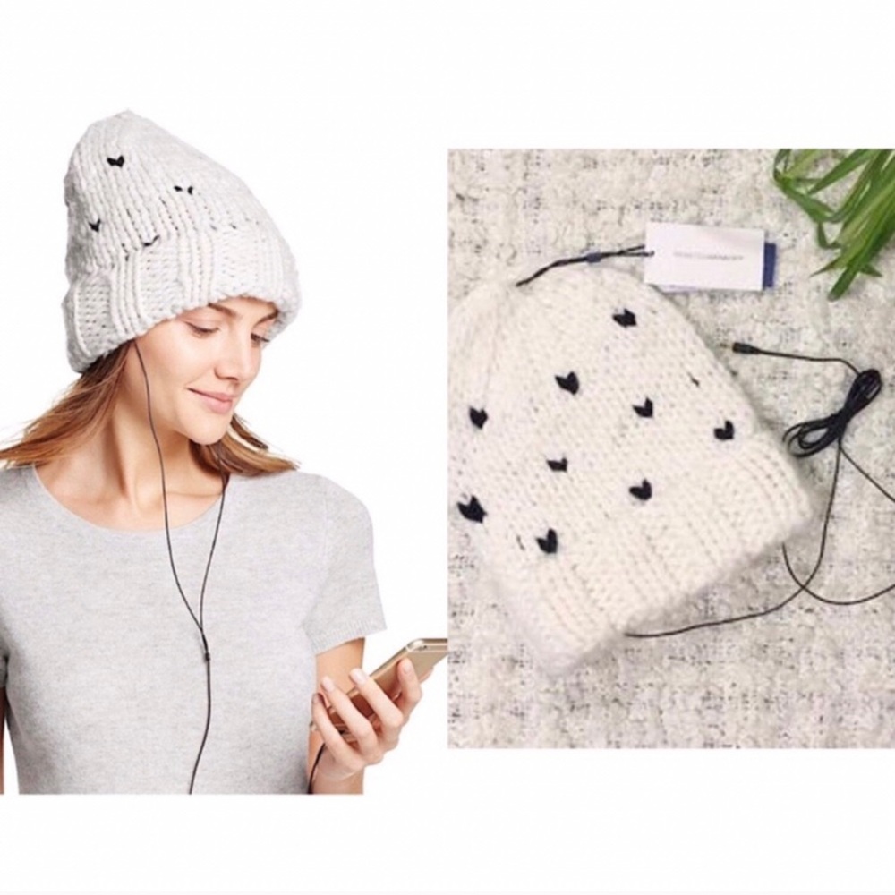 Rebecca Minkoff heart headphone beanie NWT